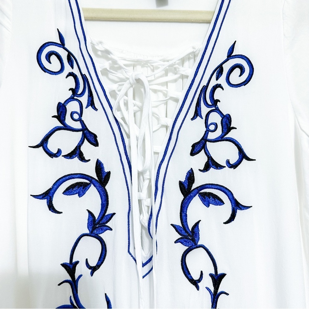 Lulus Down in Kokomo Ivory Embroidered Shift Dress Size S - Picture 8 of 10